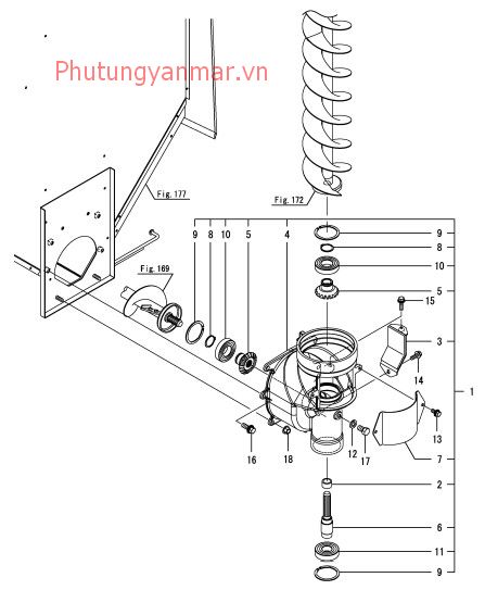 Phễu tách dầu trống cuốn hạt dưới